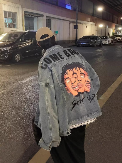 'Shut Up' Vaezion designer denim jacket