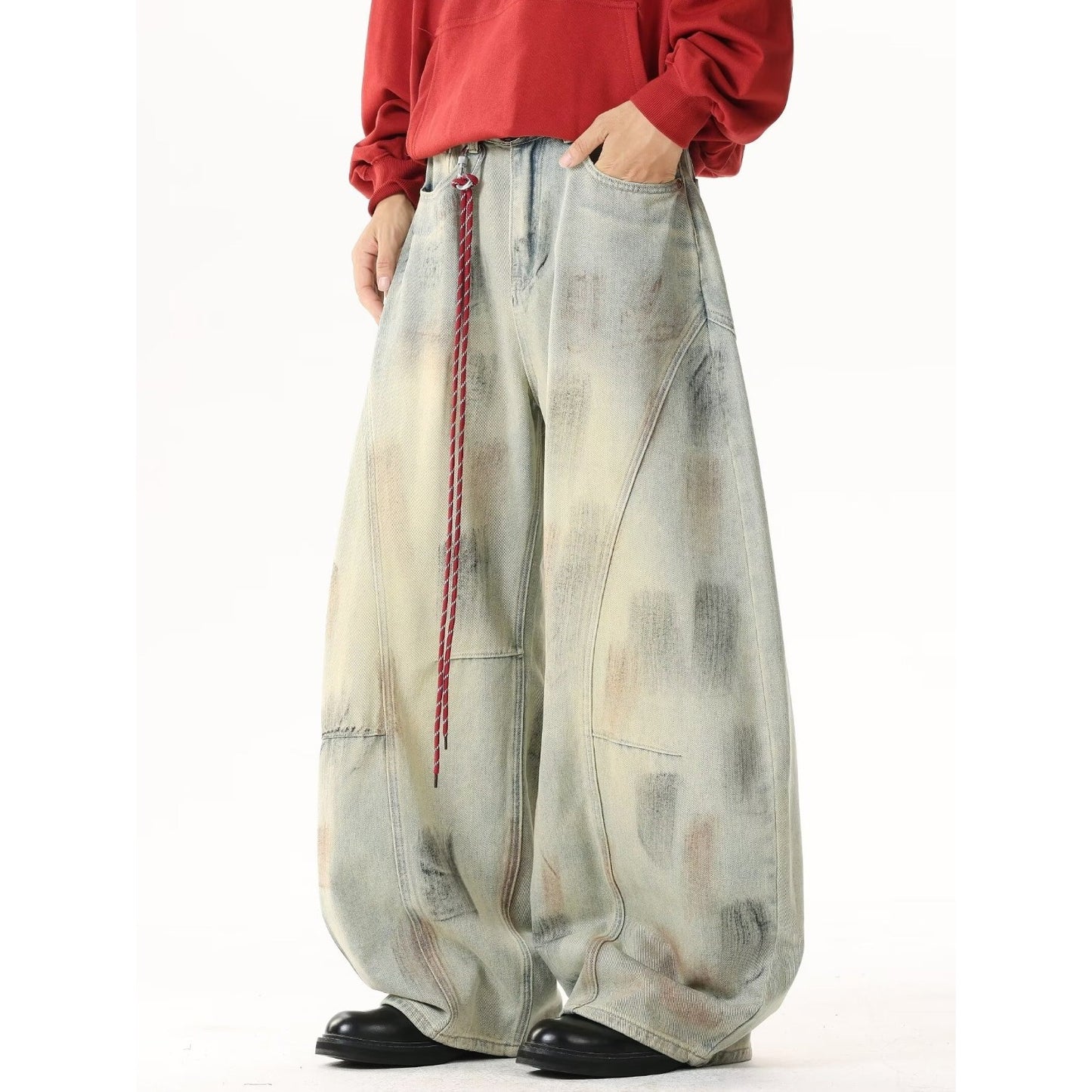 Dystopian Mud-Dyed Cargo Pants