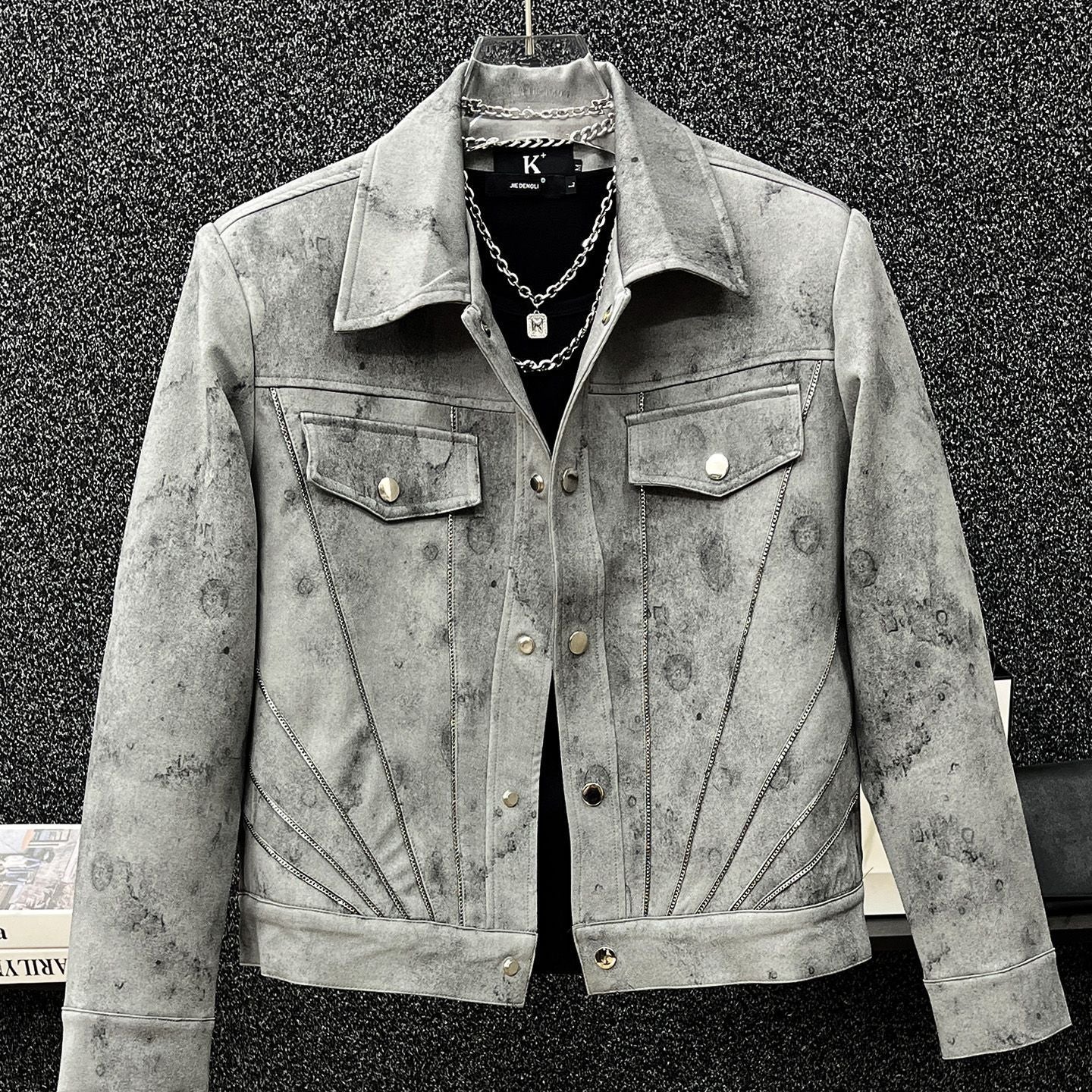 Vintage Tie-Dye Patchwork Lapel Jacket