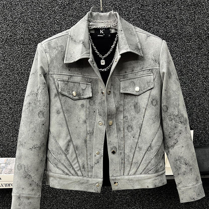 Vintage Tie-Dye Patchwork Lapel Jacket