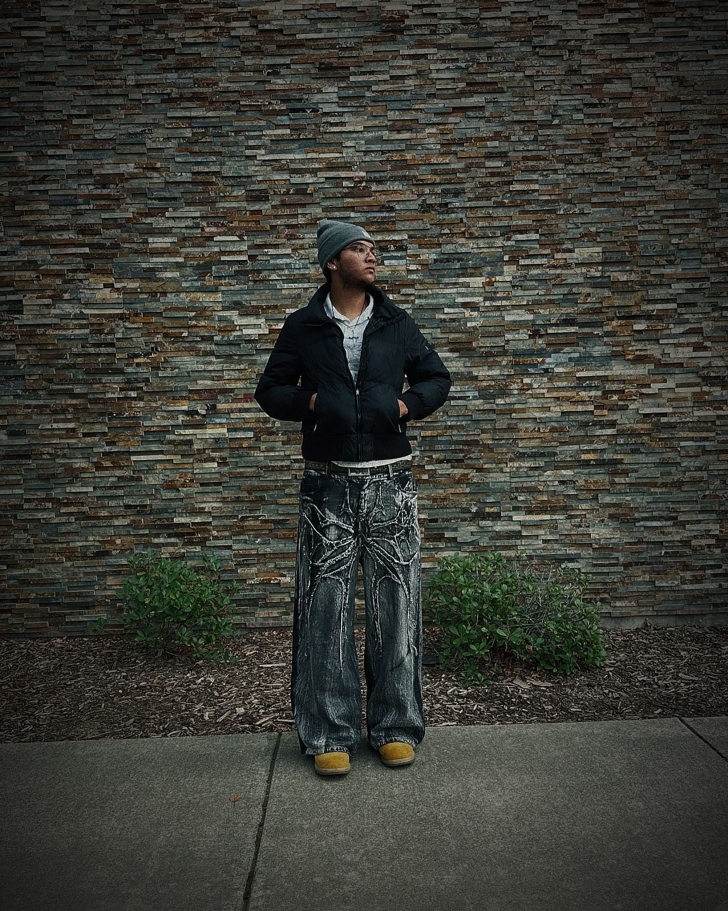 Spider Embroidered Denim Jeans