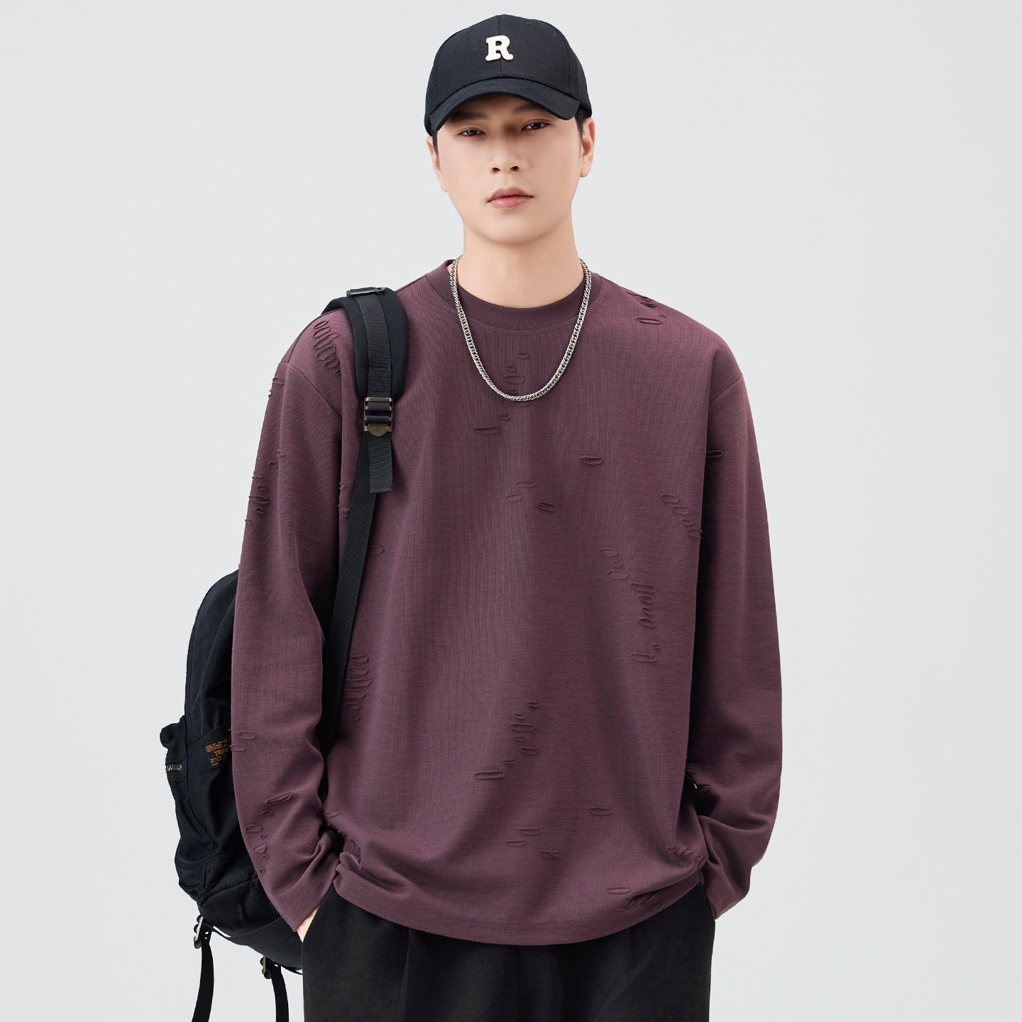 Vintage Distressed Long-Sleeve T-Shirt