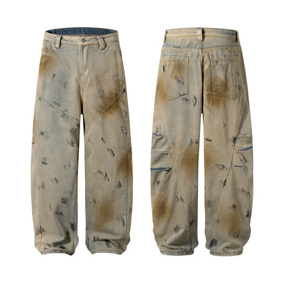Mud-Dyed Punk Denim Jeans