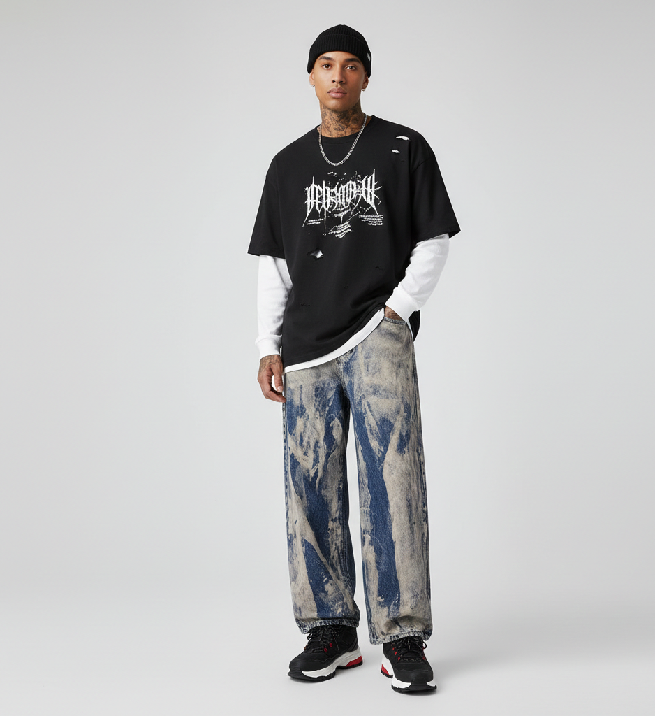 Vintage Washed Street Denim Jeans