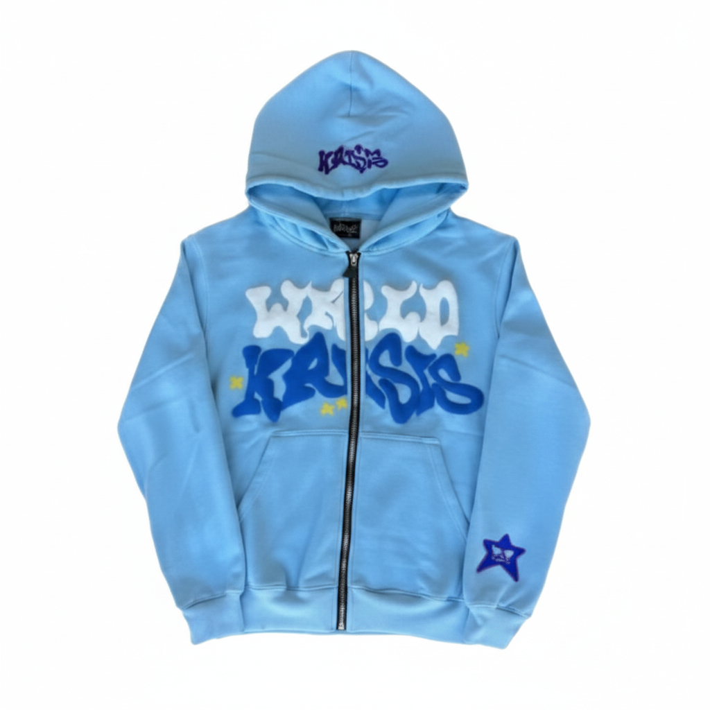 Hip-Hop Letter Print Fleece Zip Hoodie