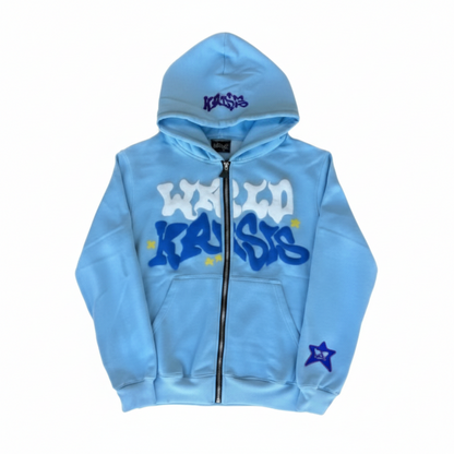Hip-Hop Letter Print Fleece Zip Hoodie