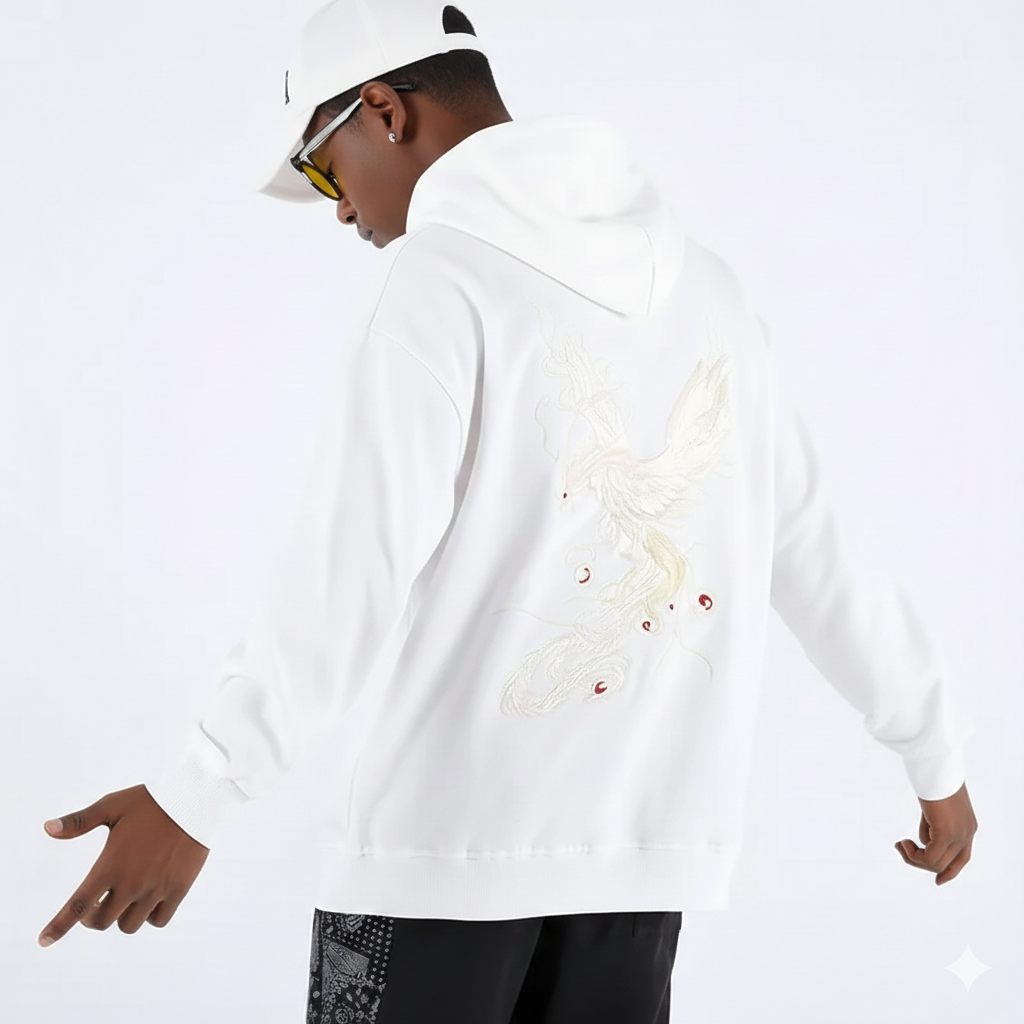 Phoenix Embroidered Oversized Hoodie
