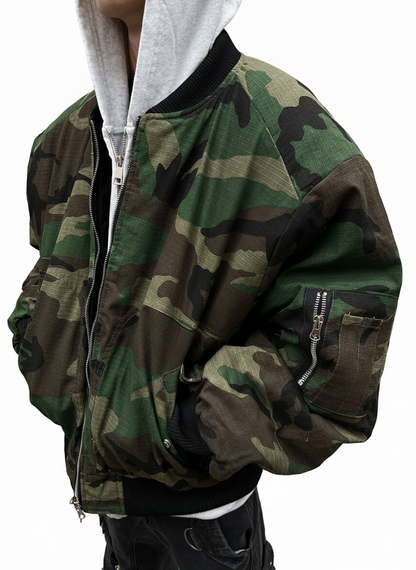 Oversized Camouflage Zip Jacket