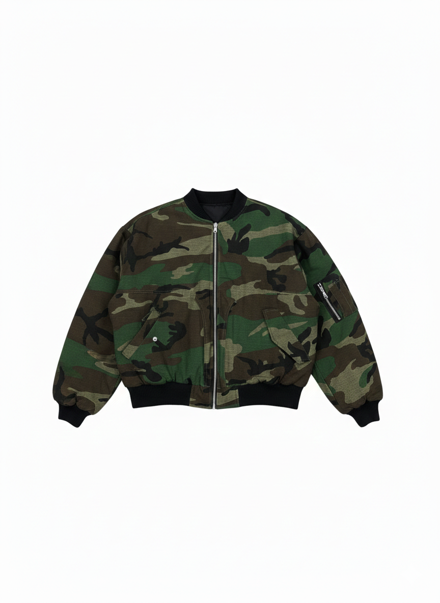 Oversized Camouflage Zip Jacket