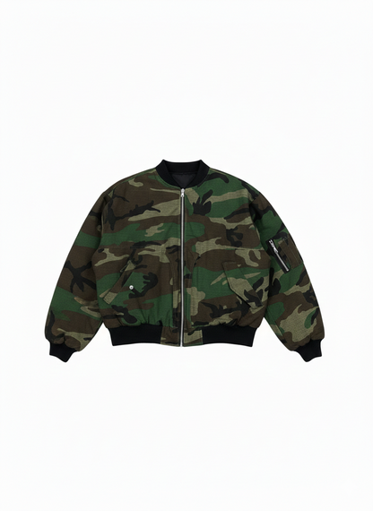 Oversized Camouflage Zip Jacket
