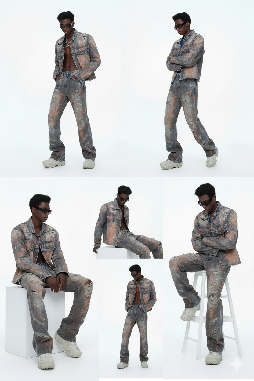 Hole-ridden denim jacket