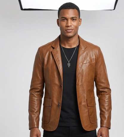 Premium Leather Suit-Collar Jacket