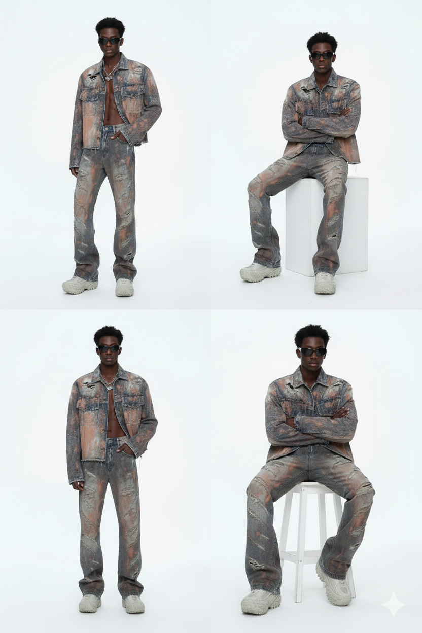 Hole-ridden denim jacket