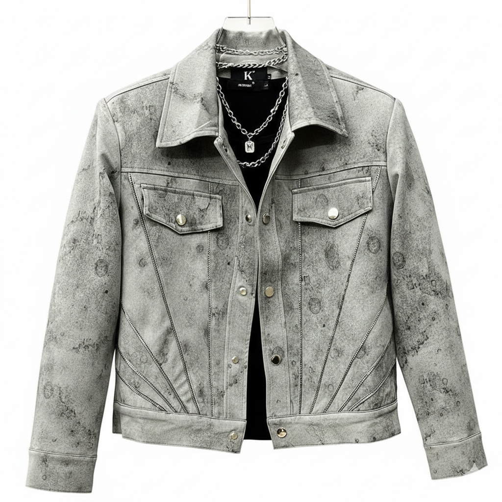 Vintage Tie-Dye Patchwork Lapel Jacket