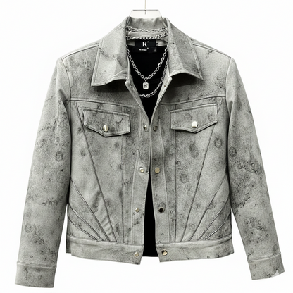 Vintage Tie-Dye Patchwork Lapel Jacket