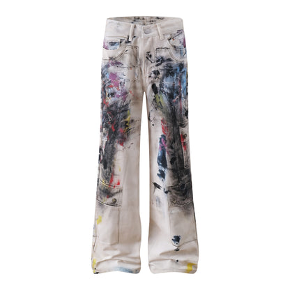 High-Street Graffiti Wide-Leg Jeans