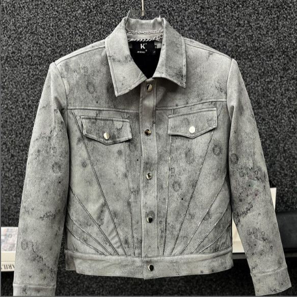 Vintage Tie-Dye Patchwork Lapel Jacket