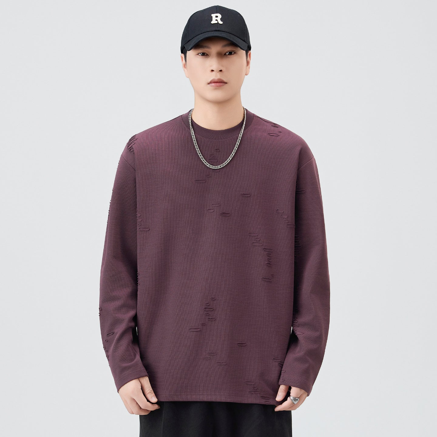 Vintage Distressed Long-Sleeve T-Shirt