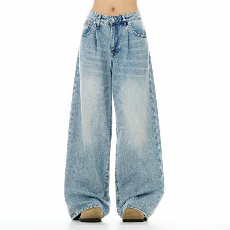 Vintage Washed Wide-Leg Baggy Jeans