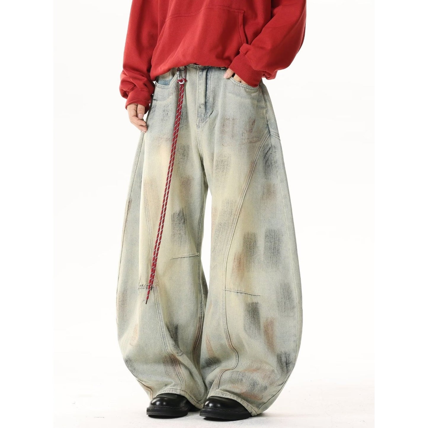 Dystopian Mud-Dyed Cargo Pants