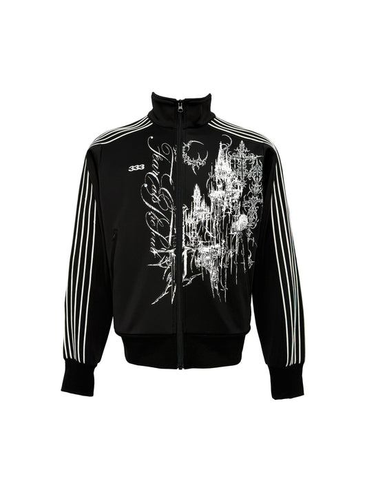 Striped Embroidery Sport Zip Jacket