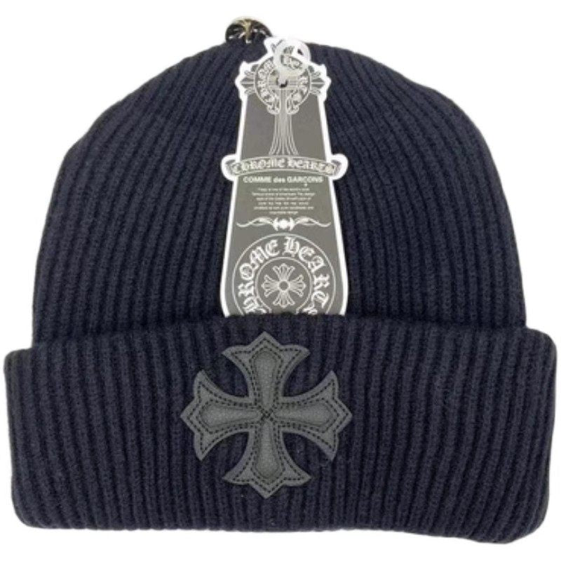 Embroidered Cross Knitted Beanie