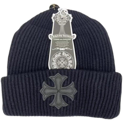 Embroidered Cross Knitted Beanie