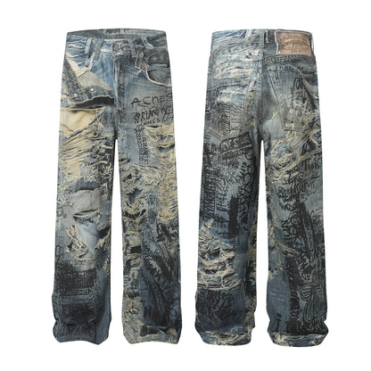 High street graffiti jeans