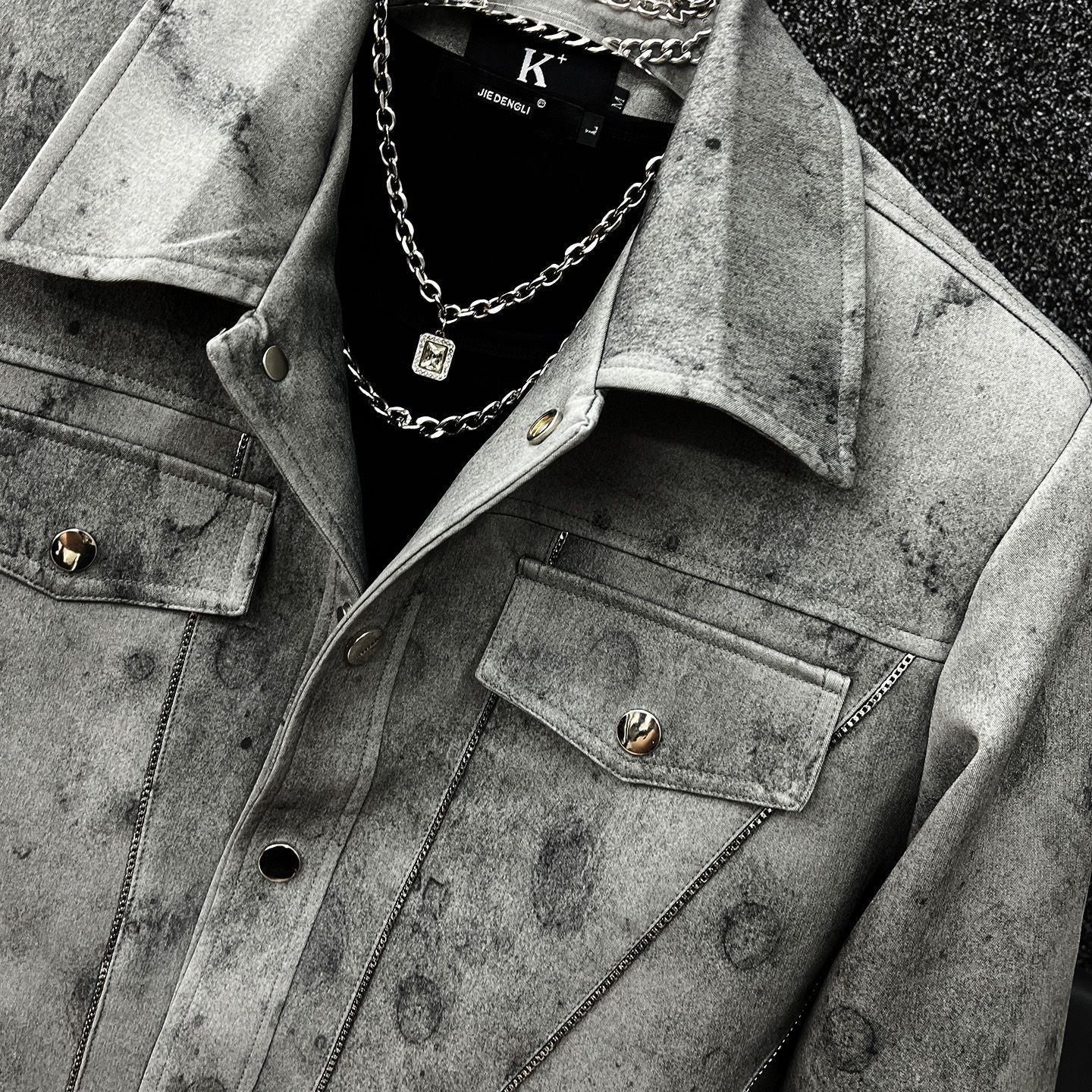 Vintage Tie-Dye Patchwork Lapel Jacket