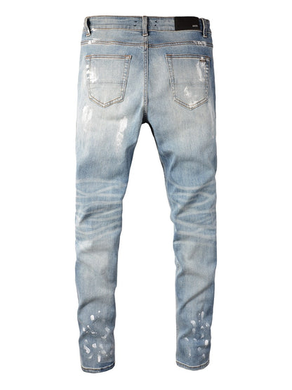 Slim-Fit Rhinestone Distressed Jeans