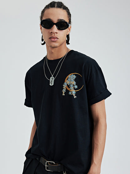 VAEZION Dragon Phoenix Embroidered T-Shirt